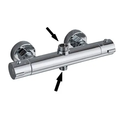 Termostatska mešalna ventil za tuš, montiran na steno, dvojno upravljanje, Chrome D