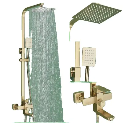 Kombinacija tuš pipa, brušen zlati zaključek, enoročna kontrola, brušen zlati