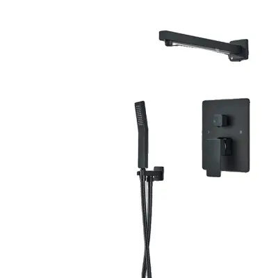 Kopalniška tuš pipa, mat črna površina, LED dežni tuš glava, 2 način 16inch B