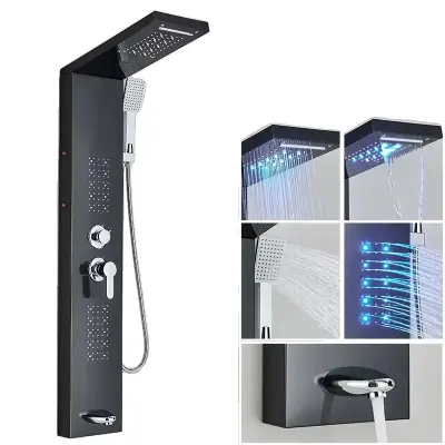 LED tuš panel pipa, dotik kontrola, sodoben dizajn, črna-6002