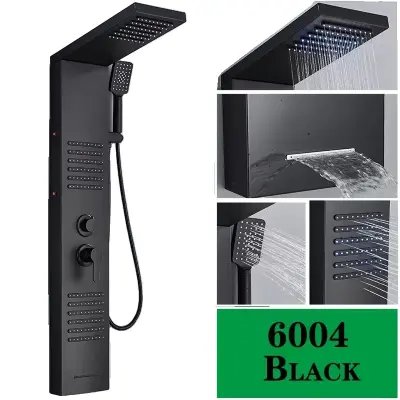 LED tuš panel pipa, dotik kontrola, sodoben dizajn, črna-6004