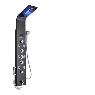 LED tuš panel, dizajn slapov, spa masažni pršilnik, črna barva 8009