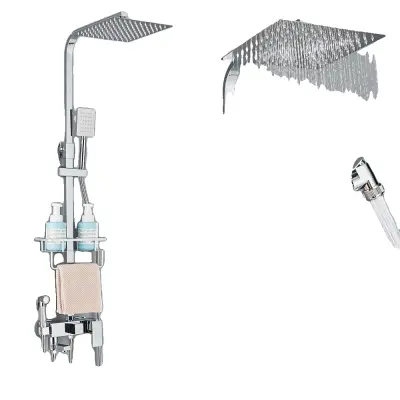 Kita za tuširanje z dežjem, mešalnik z dvema ročajema, medeninasta konstrukcija, krom A 10 palcev