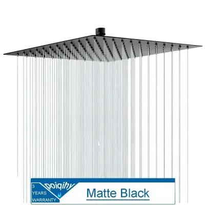 Tuš glavnik, ultratanka zasnova, velik pretok, mat črna