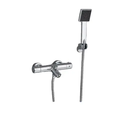 Termostatska mešalna ventil za tuš, stenska montaža, dvojno upravljanje, Krom A Celoten Nabor