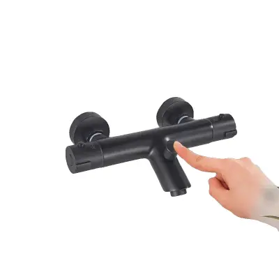 Termostatska tuš pipa, nadzor vroče in hladne vode, mešalna pipa za kopalnico, mat črna E