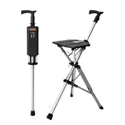 Kljukica za hojo, zložljiv stol, nastavljiva višina, črna