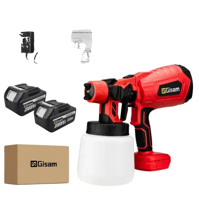 Barvna pršilka, brezžična zasnova, združljivost z visoko viskoznostjo, 2 velika akumulatorja rdeča