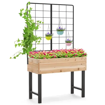 Vrtna greda z rešetko za plezalke Vrtna škatla 79 x 35 x 108 cm