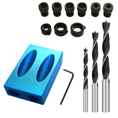 14-delni komplet za lociranje lukenj za obdelavo lesa - šablona za žepne luknje iz aluminijeve zlitine