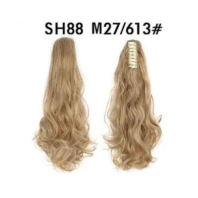 Dolga valovita lasulja s sponko - Svetlo rjavi podaljšek las iz vlaken   Model 5