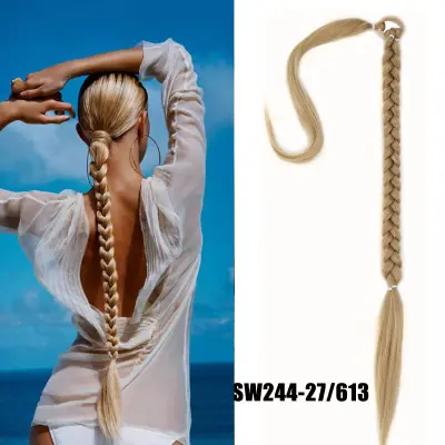 Zlati podaljšek za kito v obliki čopa, dolžina 80 cm – Visokokakovostna vlakna   Model 6