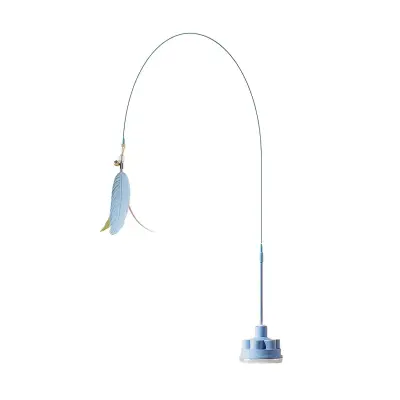 Vrtljiva mačja igrača s priseskom in perjem - Interaktivna palica za draženje mačk Blue