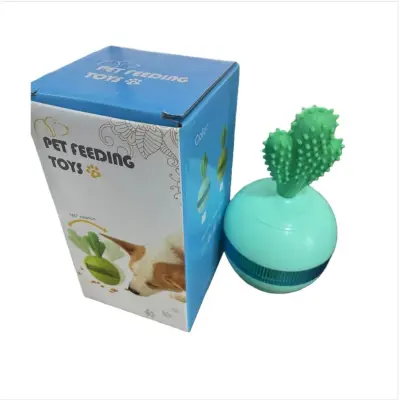 2-v-1 podajalnik priboljškov za hišne ljubljenčke in žogica za zobke za pse in mačke Blue