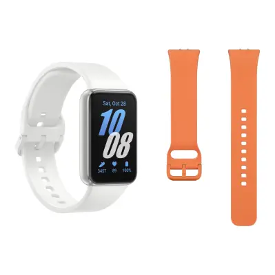 Vrnjen artikel - SAMSUNG GALAXY FIT3 SM-R390 SILVER pametna ura + SPORT BAND oranžni pašček