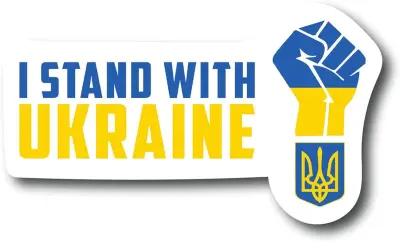 Nalepka I Stand with Ukraine, komplet 5 kosov, motiv ukrajinske zastave, vodoodporna in UV obstojna, za avto in steklo