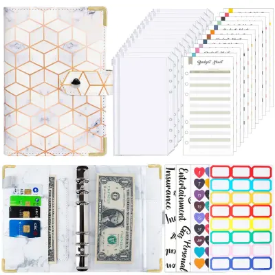 Proračunska mapa A6 z ovojnicami za gotovino - mapa z zadrgo iz umetnega usnja