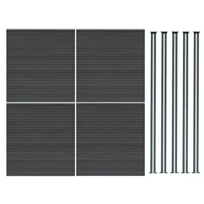 Kompozitne ograjne plošče in LED stebrički 1,8 m x 6,3 m - sivi