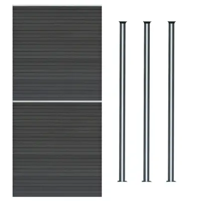 Kompozitne ograjne plošče in LED stebrički 1,8 m x 3,4 m - sivi