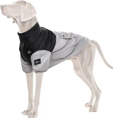 Zimska jakna za pse telovnik iz flisa siva 3XL, topla podložena pasja oblačila z odsevniki in zadrgo za večje pasme psi