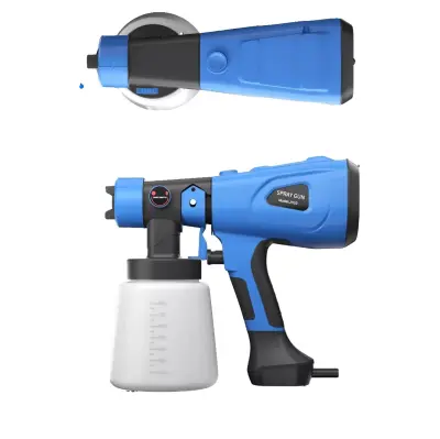 Barvni razpršilnik na električni pogon, 550W moč, 1000 mL kapaciteta, 3 vzorci pršenja, set šob: 1.0mm, 2.5mm