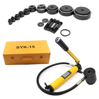 Hidravlični komplet za udarjanje, 10 matrik, največji delovni tlak 15 ton, rumena