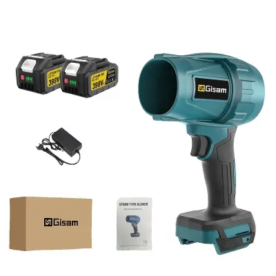 Brezžični električni zračni puhalnik, 1500W moč, 200 m/s največja hitrost vetra, 2 bateriji