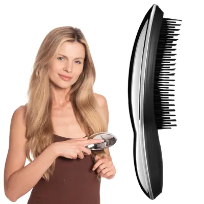 Krtača za lase za razčesavanje tankih in mokrih las, srebrna – ergonomska krtača proti lomljenju in za masažo lasišča