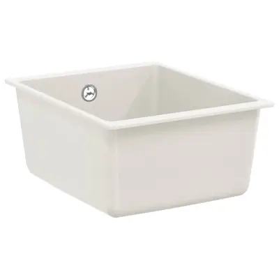 vidaXL Umivalnica Bela 370 x 460 mm 80% Kvarc in 20% Smola