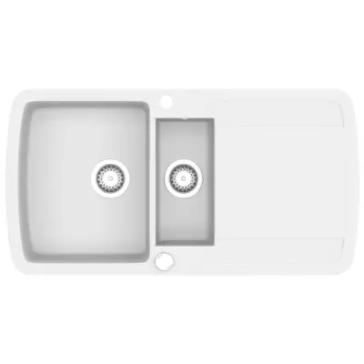 vidaXL Dvojno kuhinjsko pomivalno korito iz granita belo
