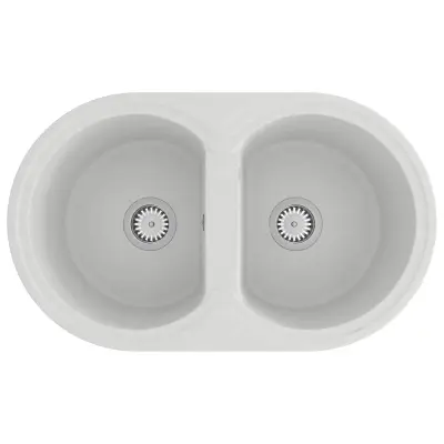 vidaXL Kuhinjska umivalnica Bela 78 x 47 x 20.5 cm Granit