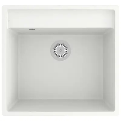 vidaXL Kuhinjsko pomivalno korito z luknjo bel granit