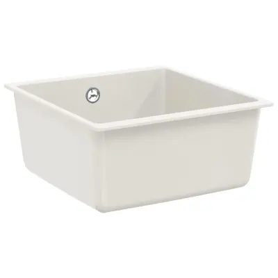 vidaXL Umivalnica Bela 430 x 460 mm 80% Kvarc in 20% Smola