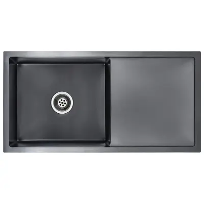 vidaXL Ročno izdelano kuhinjsko pomivalno korito črno nerjaveče jeklo