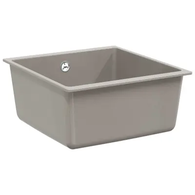 vidaXL Umivalnica Siva 430 x 460 mm 80% Kvarc in 20% Smola