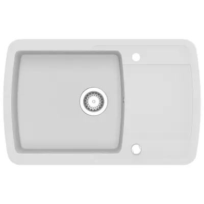 vidaXL Enojno kuhinjsko pomivalno korito iz granita belo