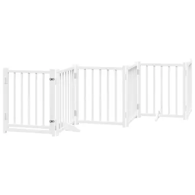 vidaXL Ograda za pse z vrati zložljiva 6 panelov bela 300cm jelka