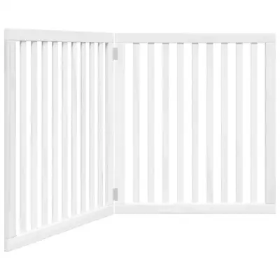 vidaXL Vrata za pse zložljiva 2 panela bela 160 cm topolovina