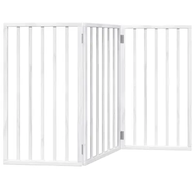 vidaXL Zložljiva pasja vrata s 3 deli, bela, 150 cm, topolov les