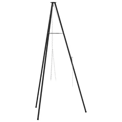 vidaXL Tripod za taborni ogenj Črna 92 x 92 x 151,5 cm Jeklo
