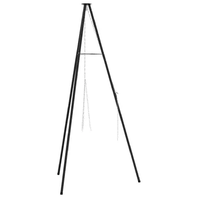 vidaXL Tripod za taborni ogenj Črna 92 x 92 x 171,5 cm Jeklo