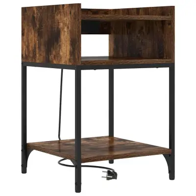 vidaXL Nočna omarica Dimljeni oreh 40 x 40 x 61 cm Konstruiran les