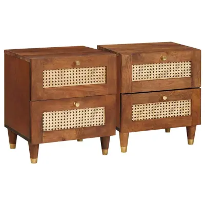 vidaXL Nočna omarica 2 pcs Rjava 40 x 33,5 x 46 cm Trden akacijev les