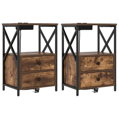 vidaXL Nočna omarica s predalom 2 pcs Dimljeni oreh 40 x 31 x 60 cm