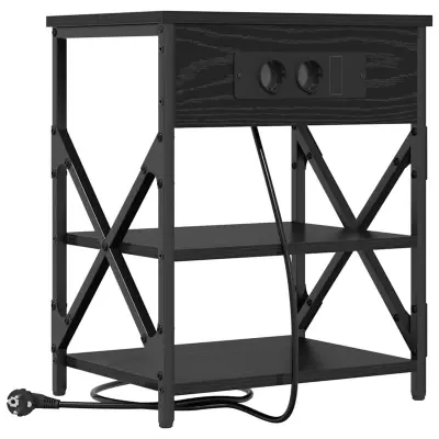 vidaXL Nočna omarica Črna Orehovina 41 x 31 x 51 cm Konstruiran les