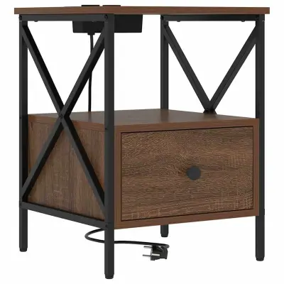 vidaXL Nočna omarica Rjav hrast 41,5 x 40,5 x 55 cm Konstruiran les