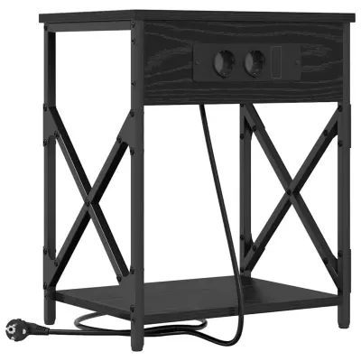 vidaXL Nočna omarica Črna Orehovina 41 x 31 x 51 cm Konstruiran les