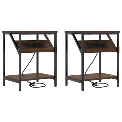 vidaXL Nočna omarica 2 pcs Rjav hrast 38 x 30 x 48 cm Konstruiran les