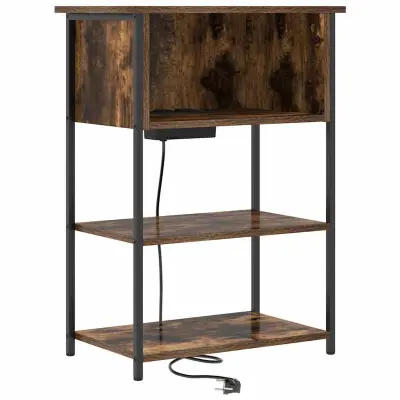 vidaXL Nočna omarica Dimljeni oreh 55 x 31 x 76 cm Konstruiran les