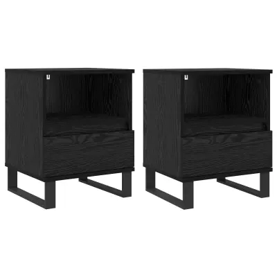 vidaXL Posteljna omarica s predalom Črna Orehovina 40 x 35 x 50 cm